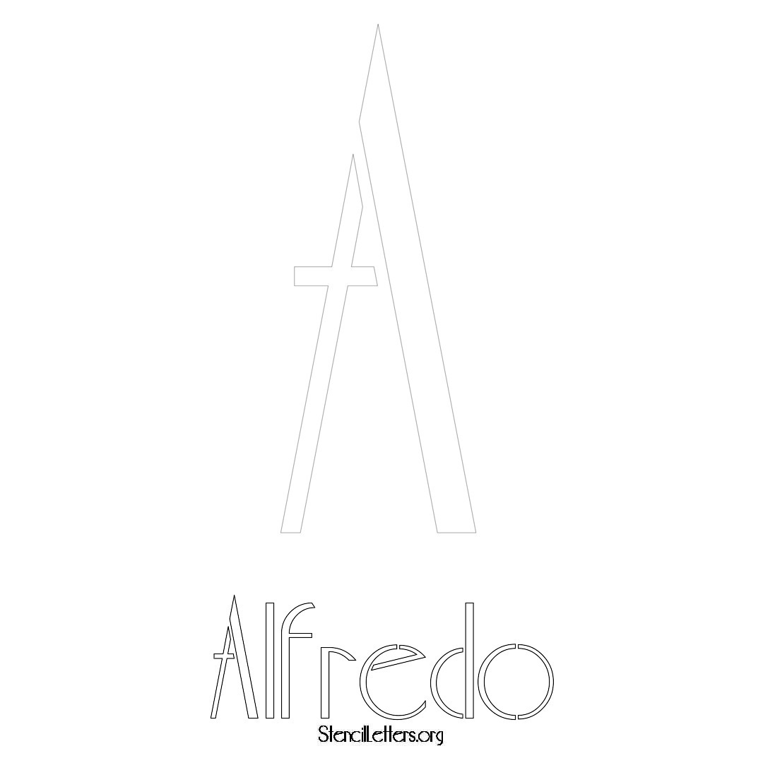Alfredo printable name initial stencil in Art Deco Lettering