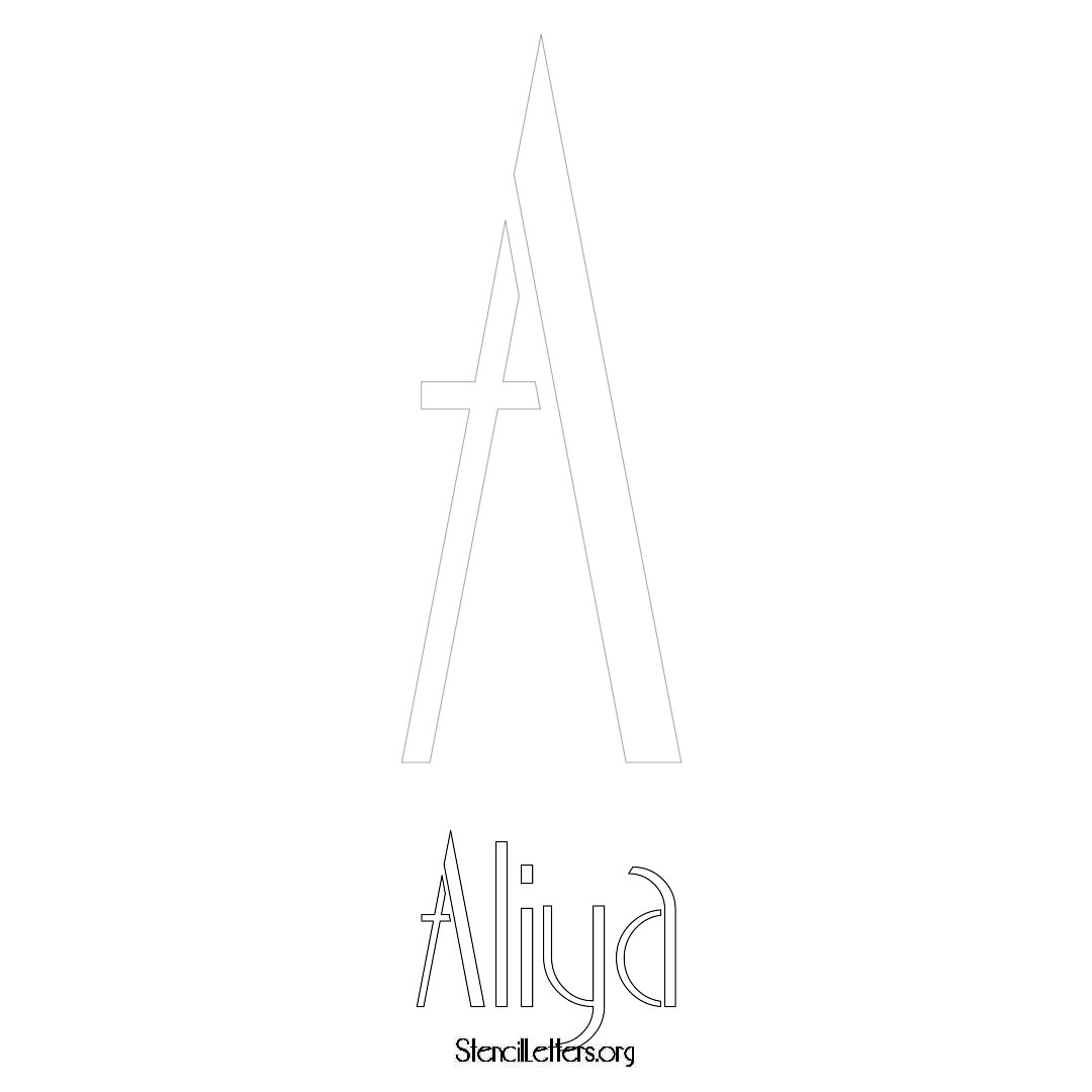 Aliya printable name initial stencil in Art Deco Lettering