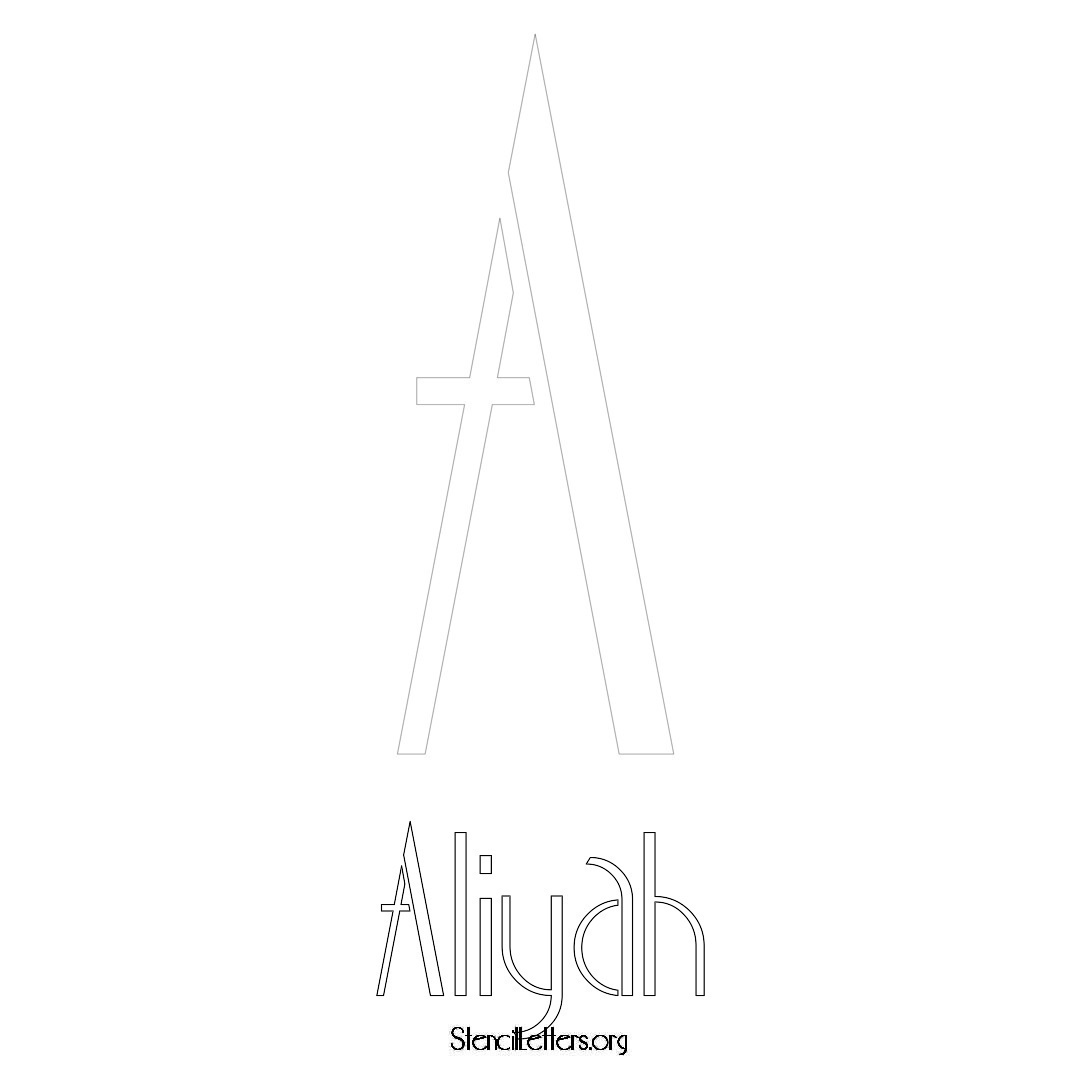 Aliyah printable name initial stencil in Art Deco Lettering