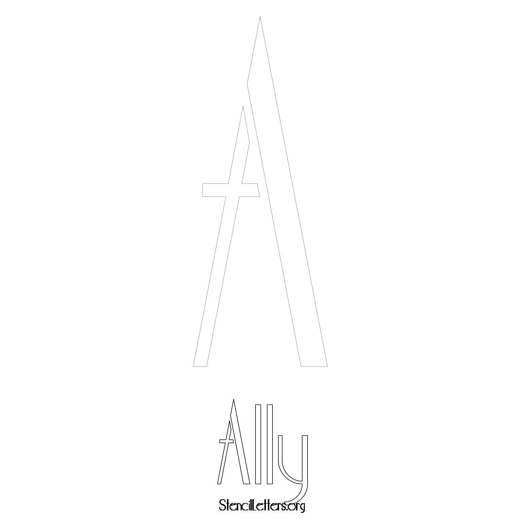 Ally printable name initial stencil in Art Deco Lettering