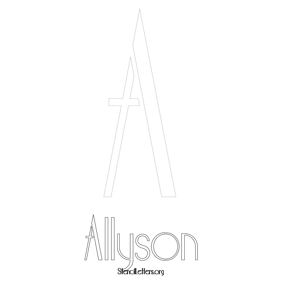Allyson printable name initial stencil in Art Deco Lettering