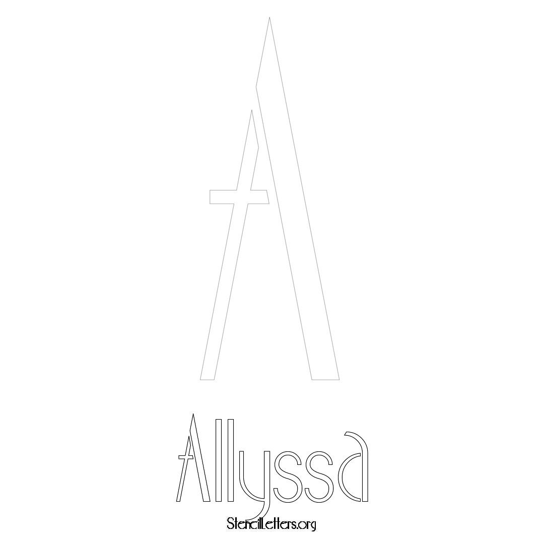 Allyssa printable name initial stencil in Art Deco Lettering