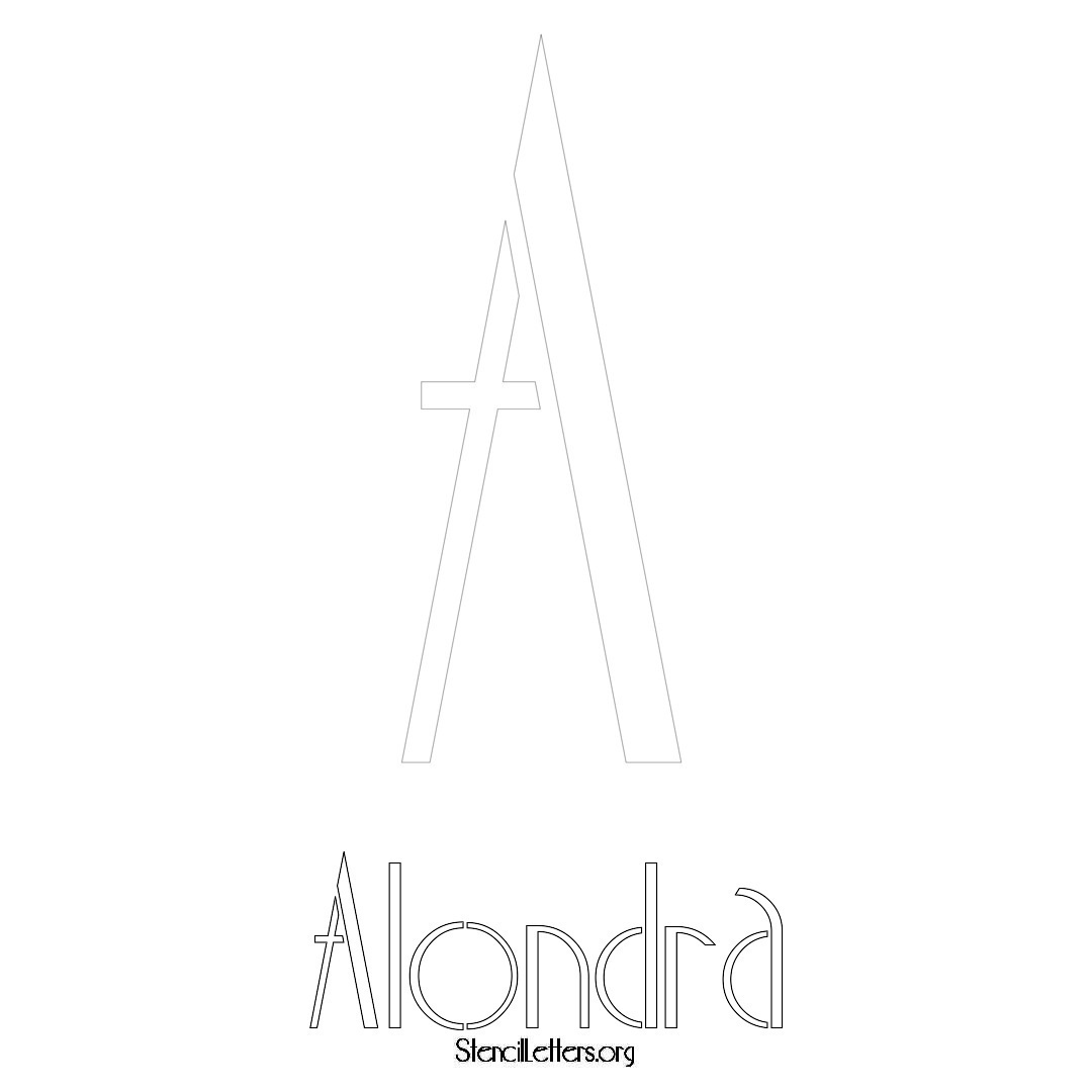 Alondra printable name initial stencil in Art Deco Lettering