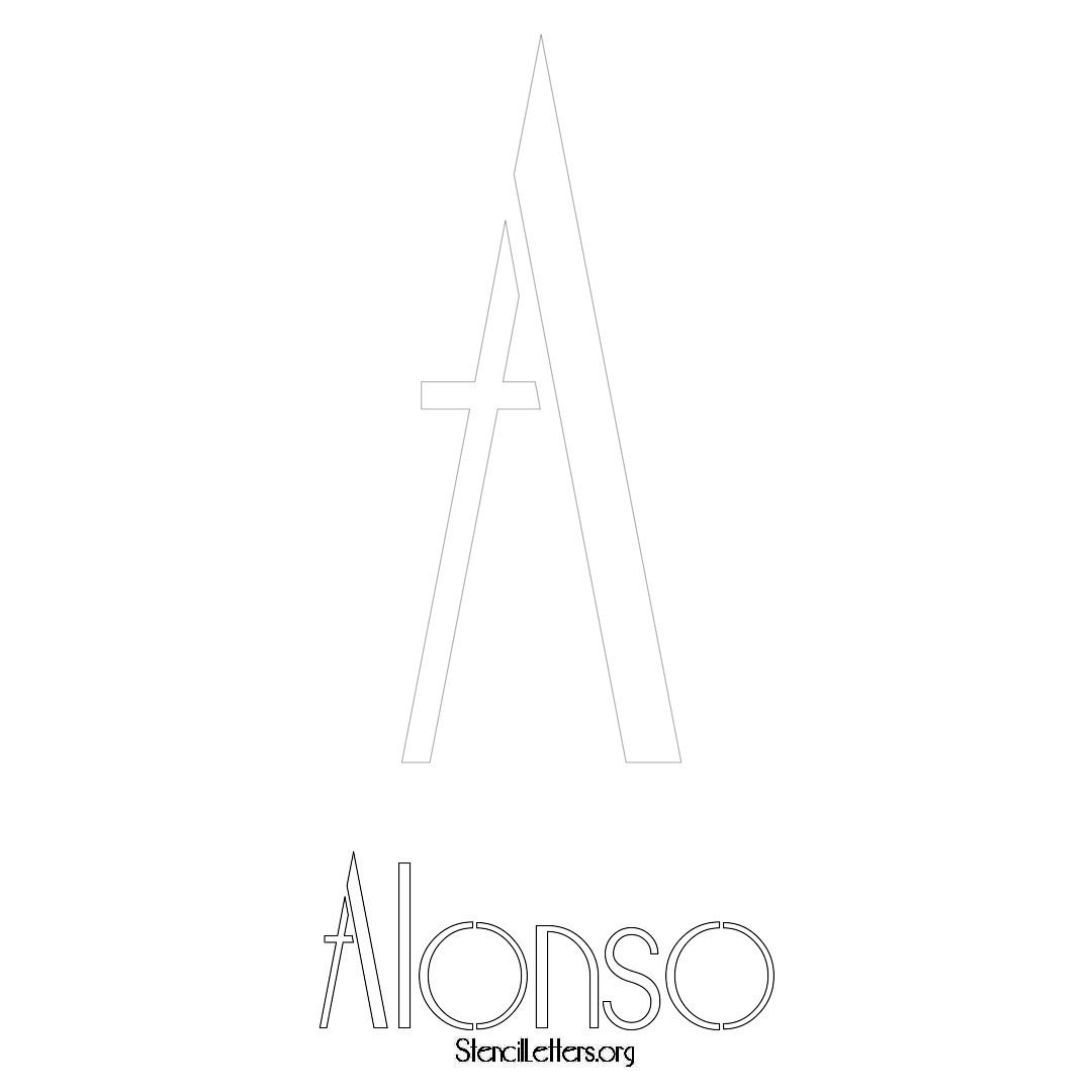 Alonso printable name initial stencil in Art Deco Lettering