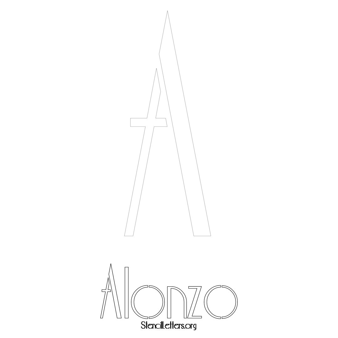 Alonzo printable name initial stencil in Art Deco Lettering