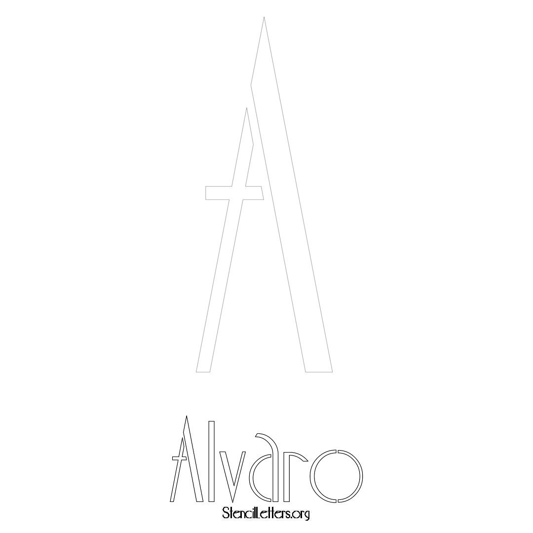 Alvaro printable name initial stencil in Art Deco Lettering