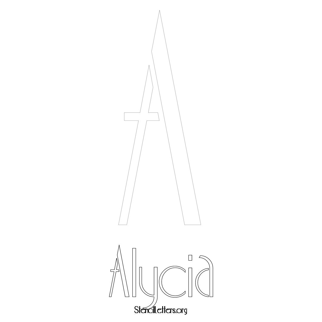 Alycia printable name initial stencil in Art Deco Lettering
