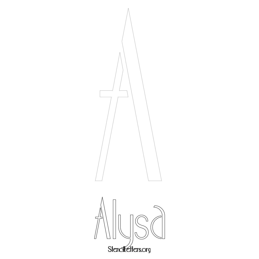 Alysa printable name initial stencil in Art Deco Lettering