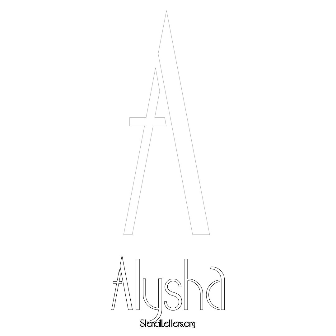 Alysha printable name initial stencil in Art Deco Lettering