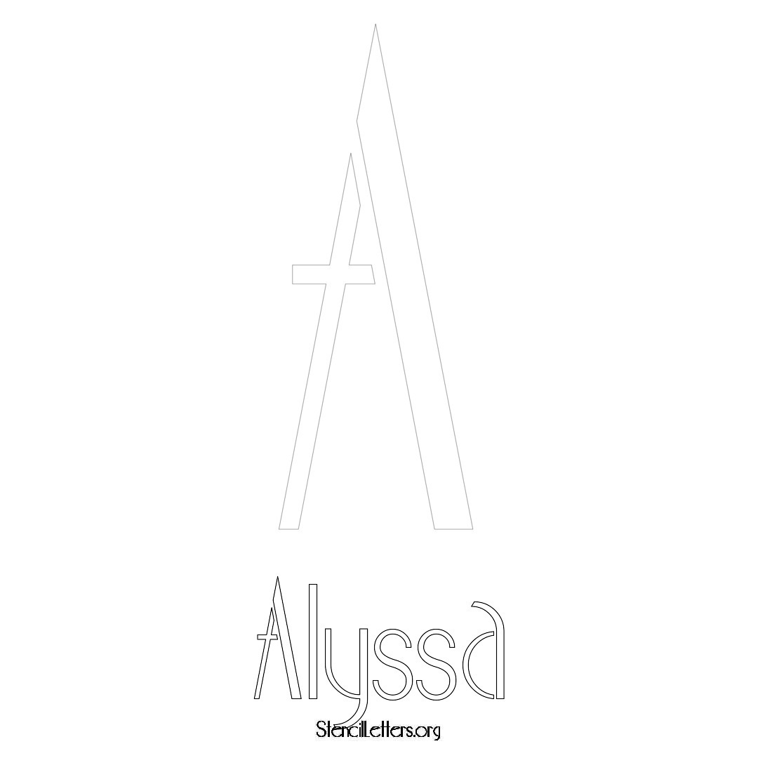 Alyssa printable name initial stencil in Art Deco Lettering