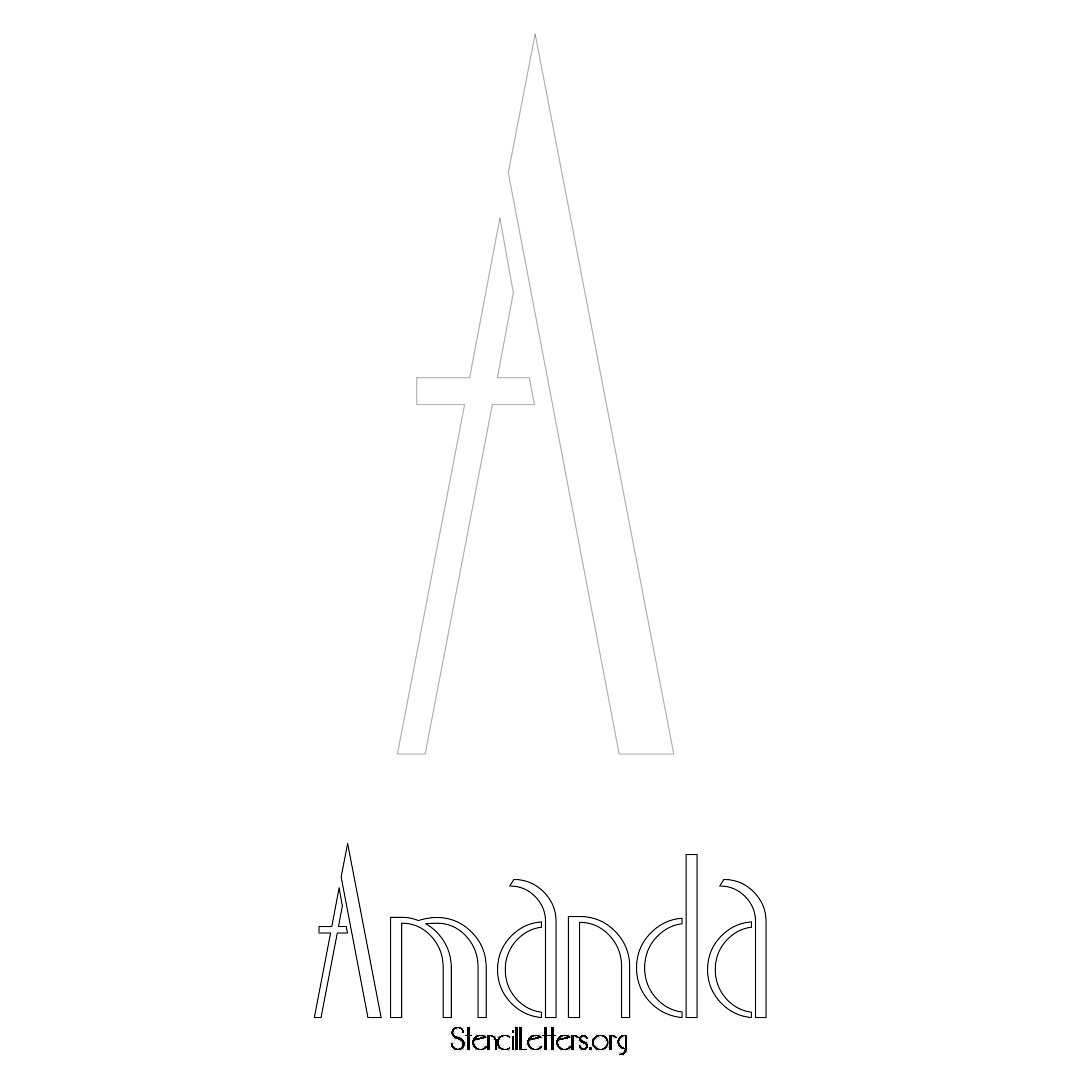 Amanda printable name initial stencil in Art Deco Lettering