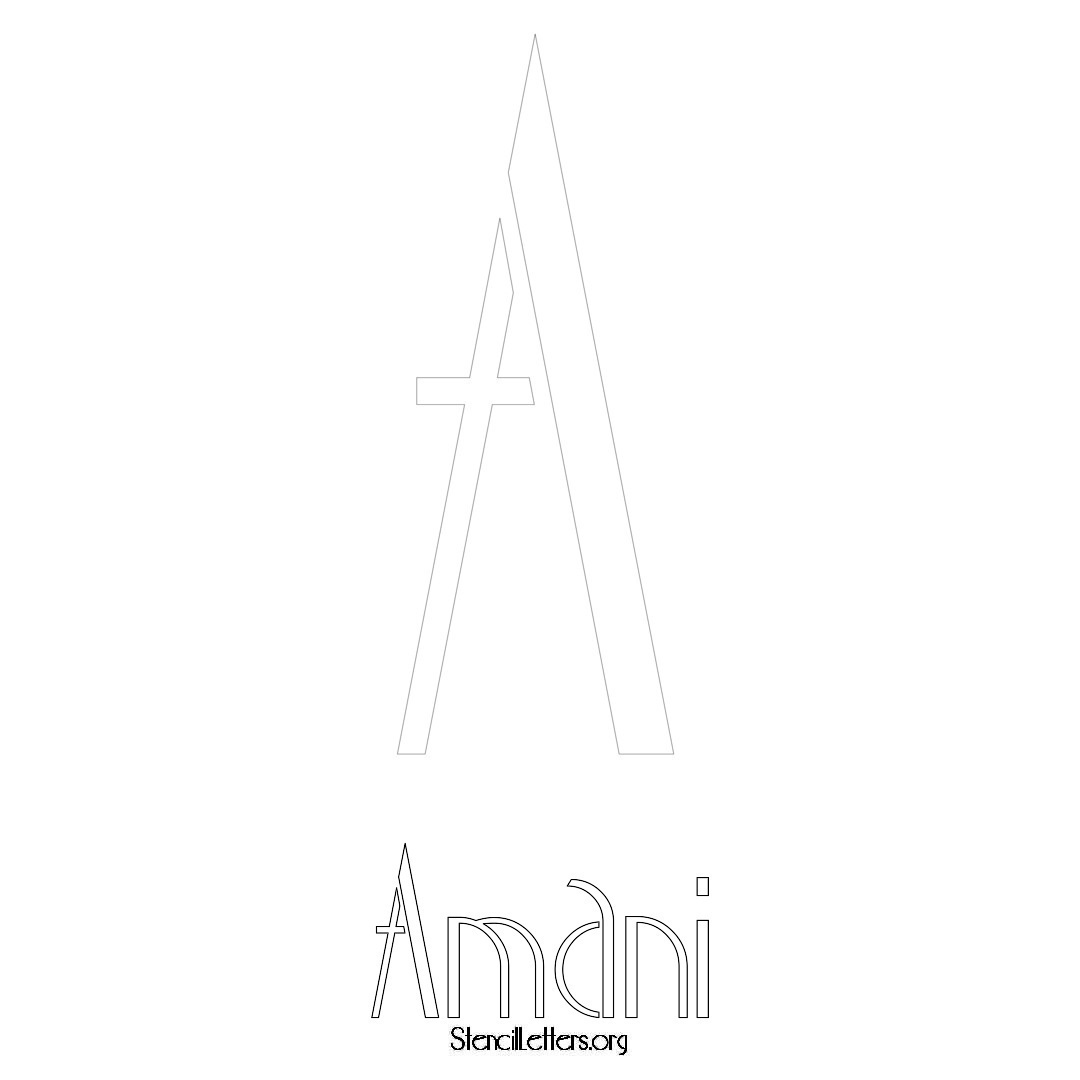 Amani printable name initial stencil in Art Deco Lettering
