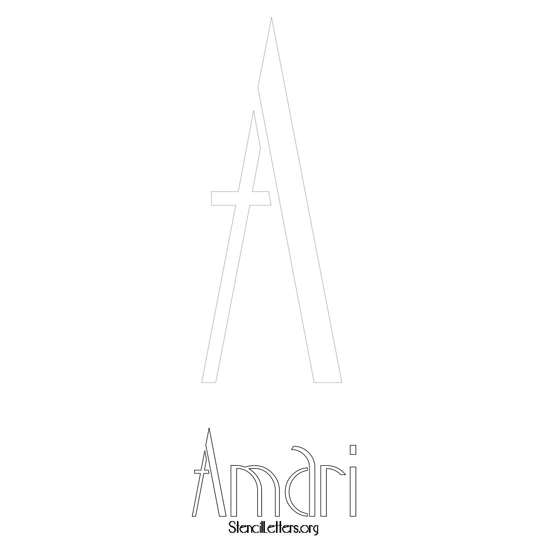 Amari printable name initial stencil in Art Deco Lettering