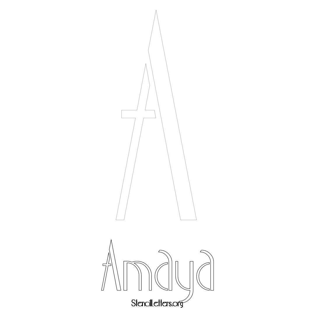 Amaya printable name initial stencil in Art Deco Lettering