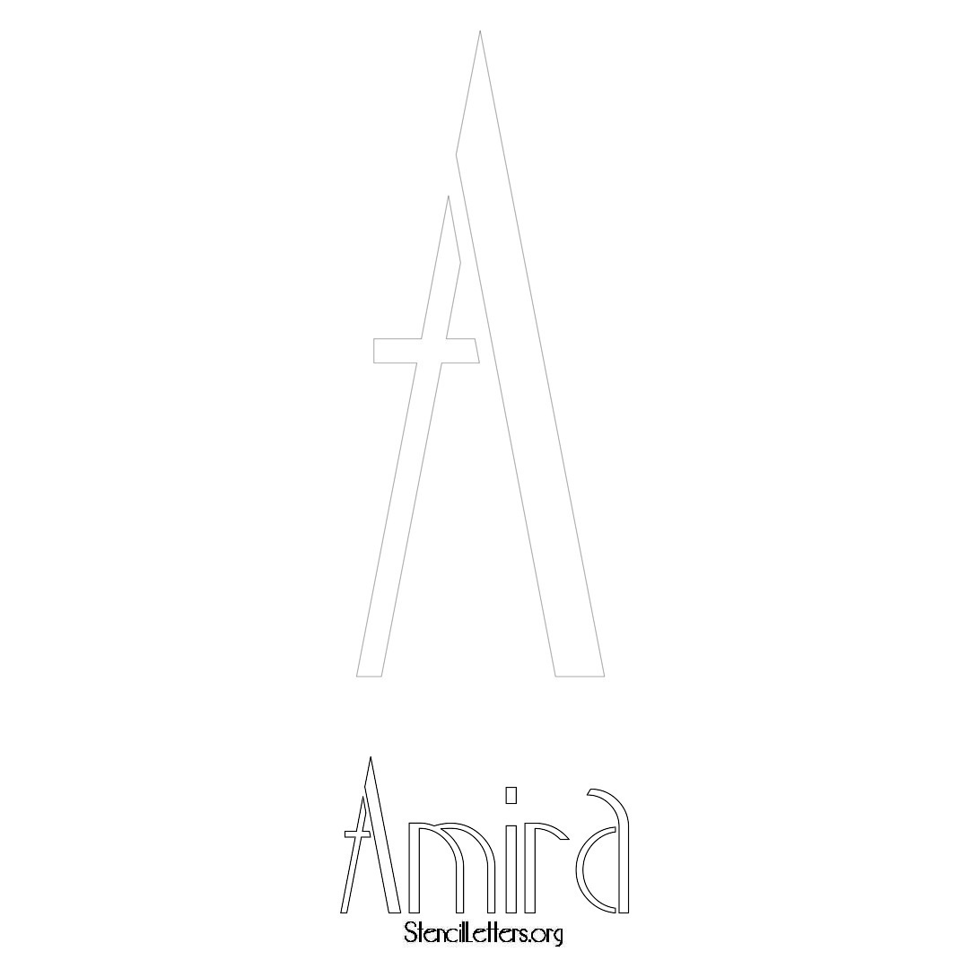 Amira printable name initial stencil in Art Deco Lettering