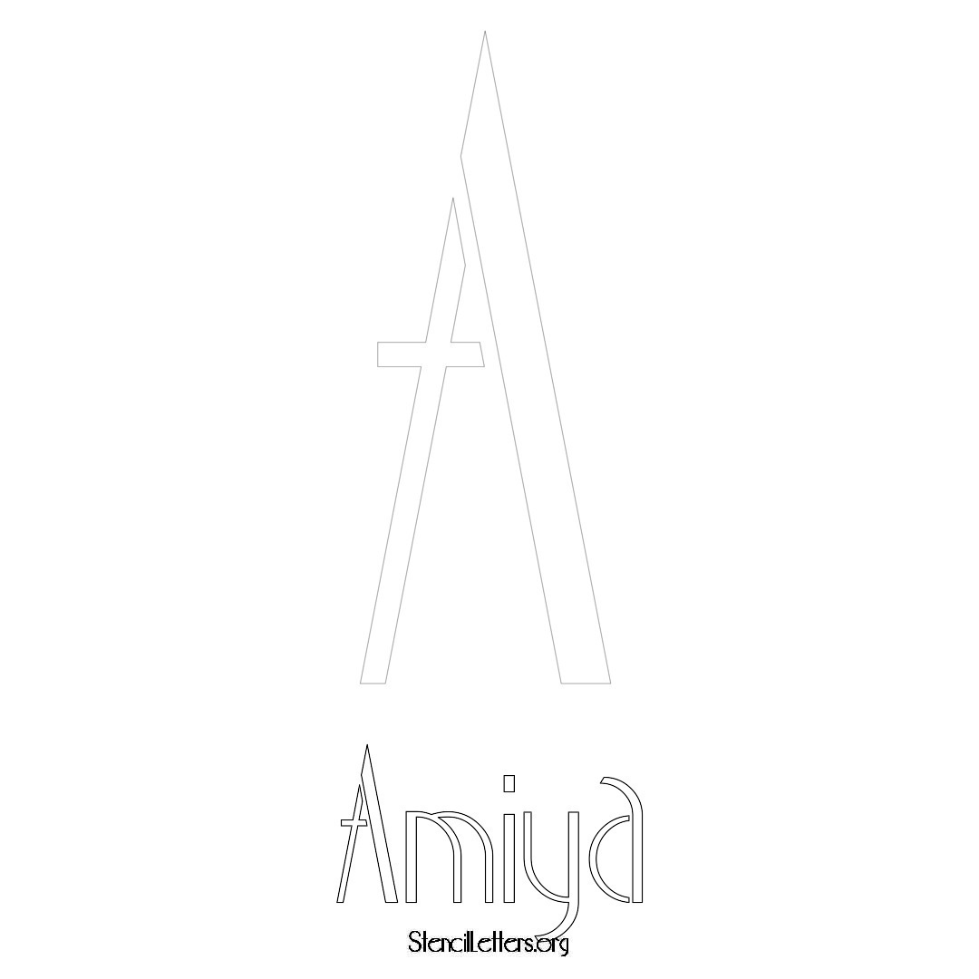 Amiya printable name initial stencil in Art Deco Lettering