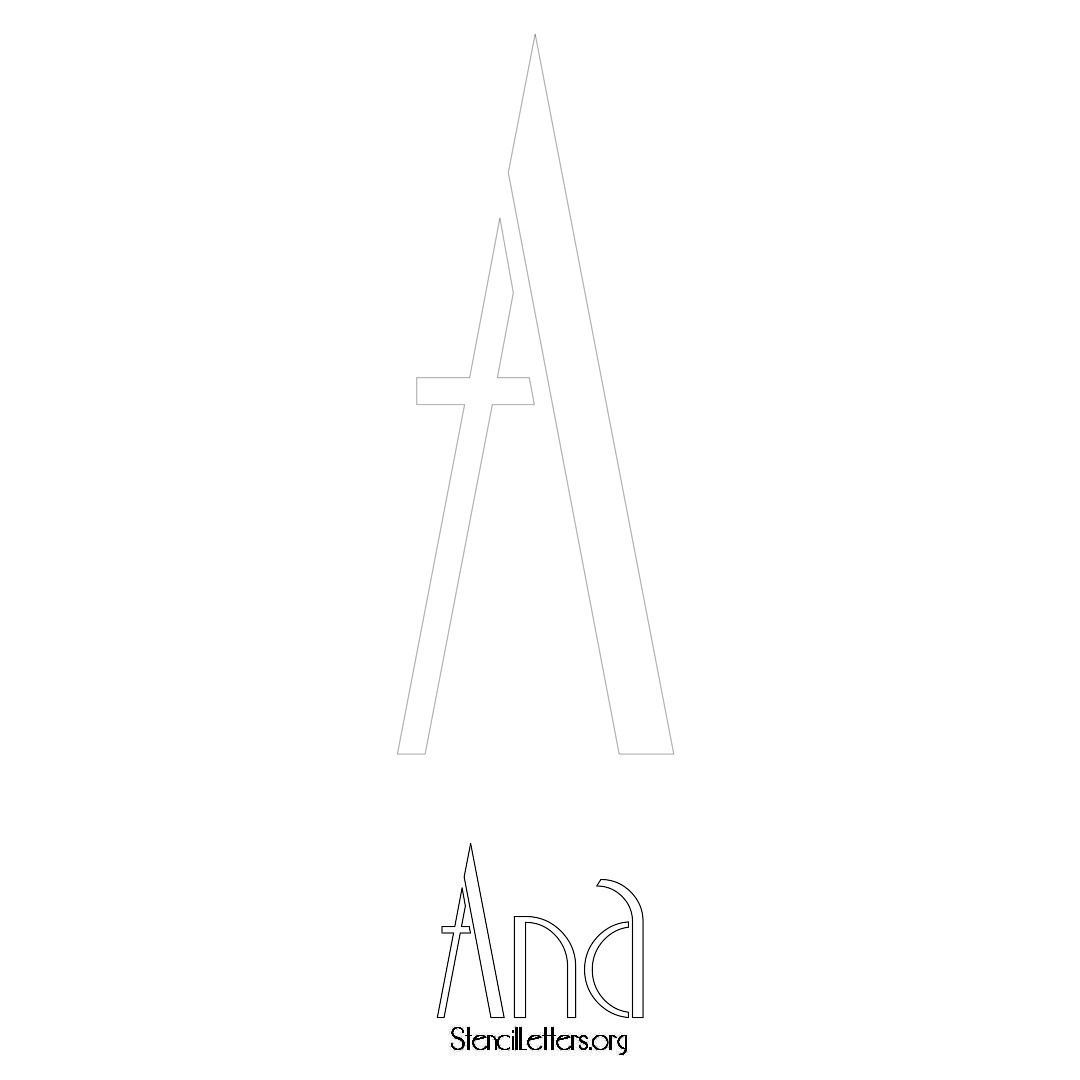 Ana printable name initial stencil in Art Deco Lettering