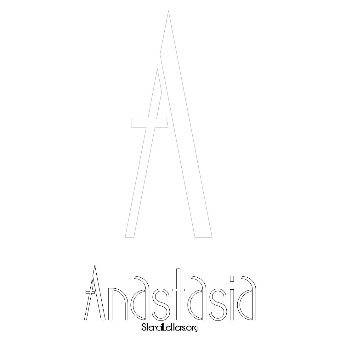 Anastasia printable name initial stencil in Art Deco Lettering
