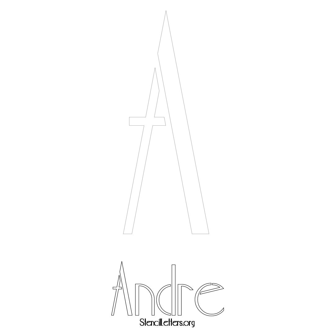 Andre printable name initial stencil in Art Deco Lettering