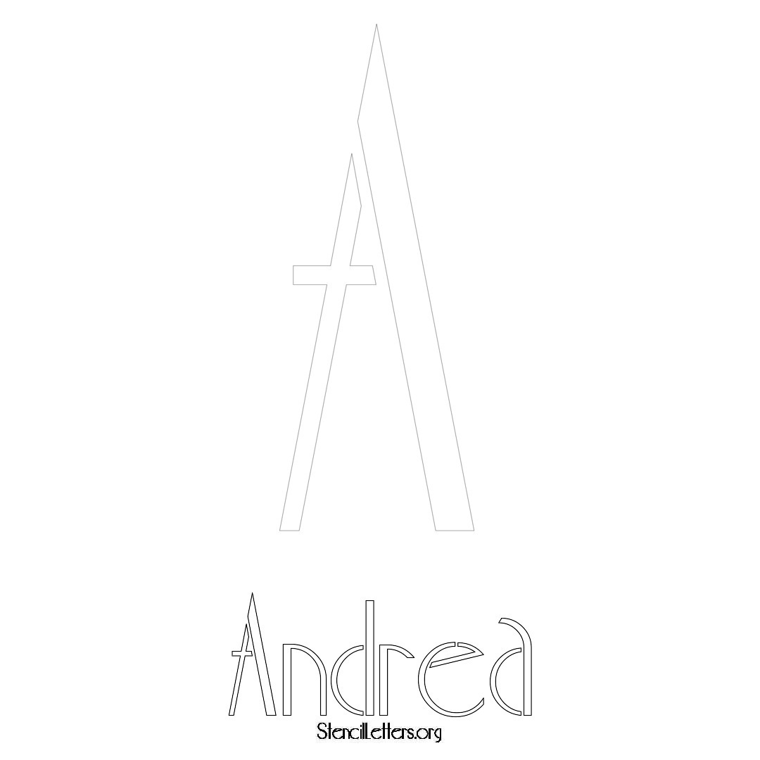 Andrea printable name initial stencil in Art Deco Lettering