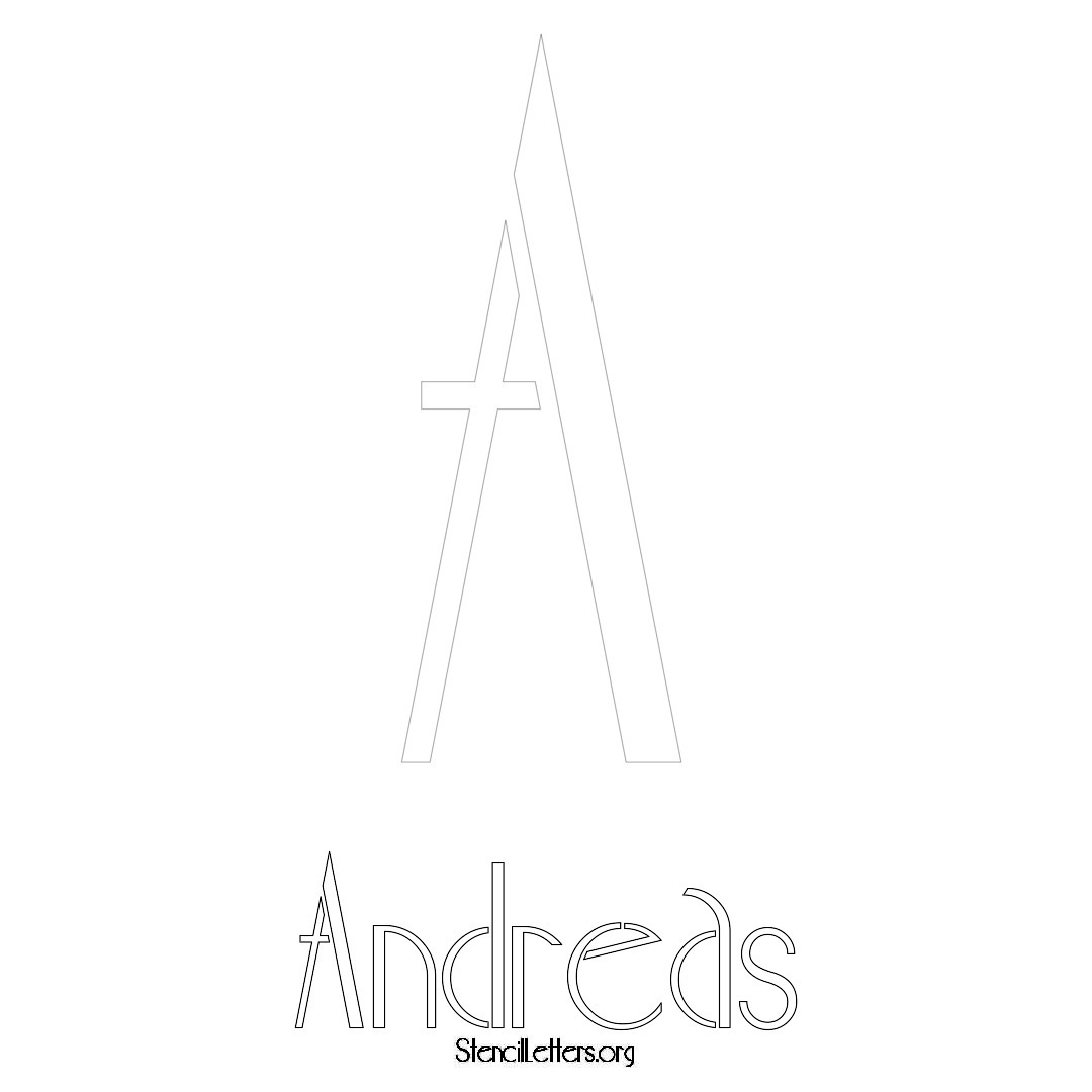 Andreas printable name initial stencil in Art Deco Lettering