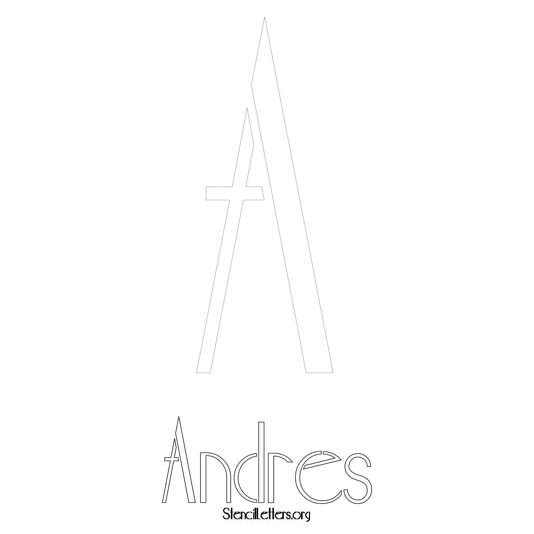 Andres printable name initial stencil in Art Deco Lettering