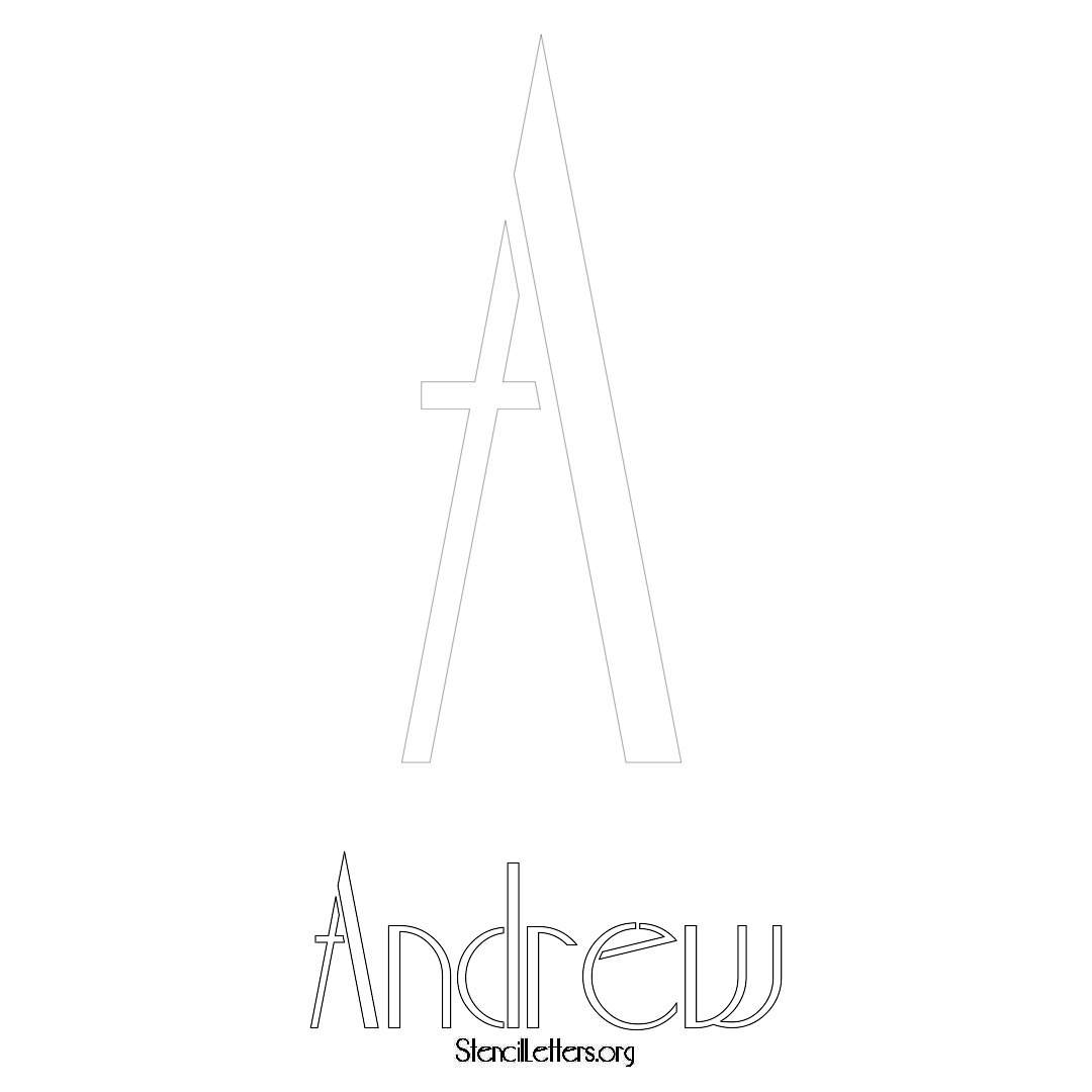 Andrew printable name initial stencil in Art Deco Lettering