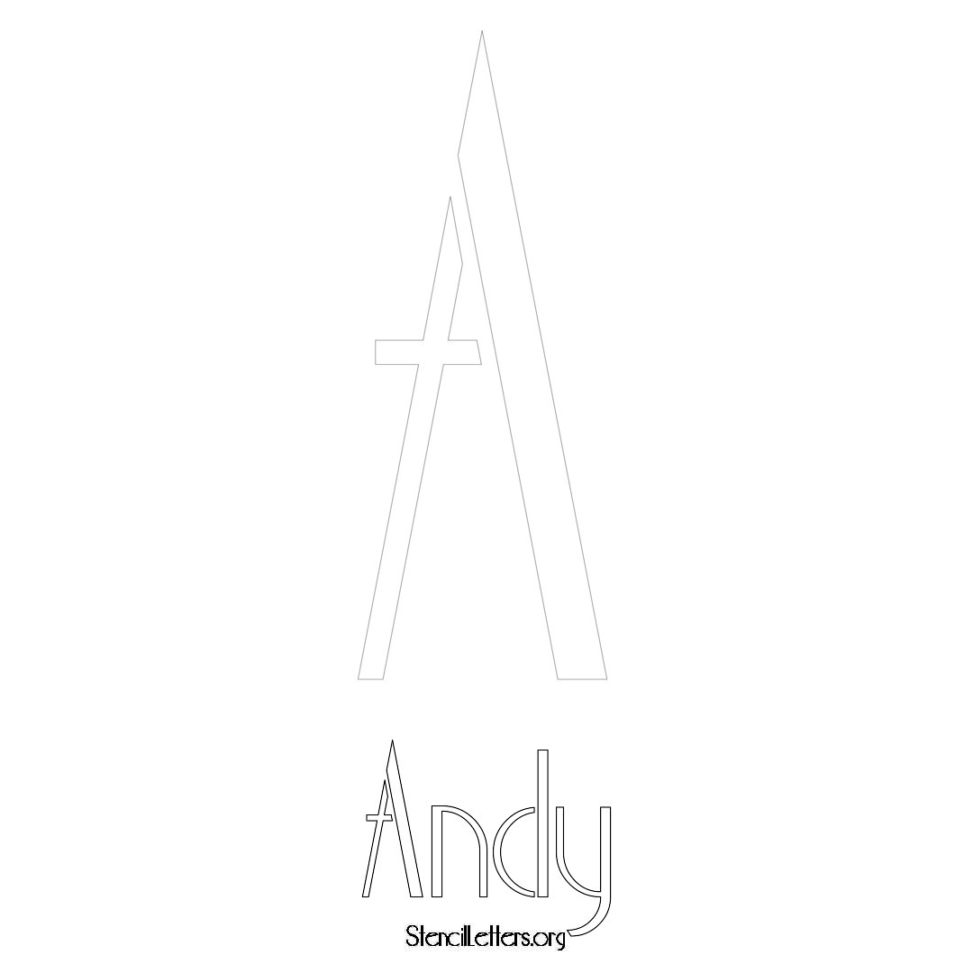 Andy printable name initial stencil in Art Deco Lettering