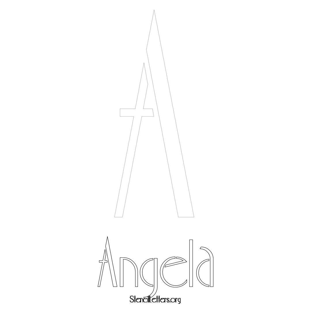 Angela printable name initial stencil in Art Deco Lettering