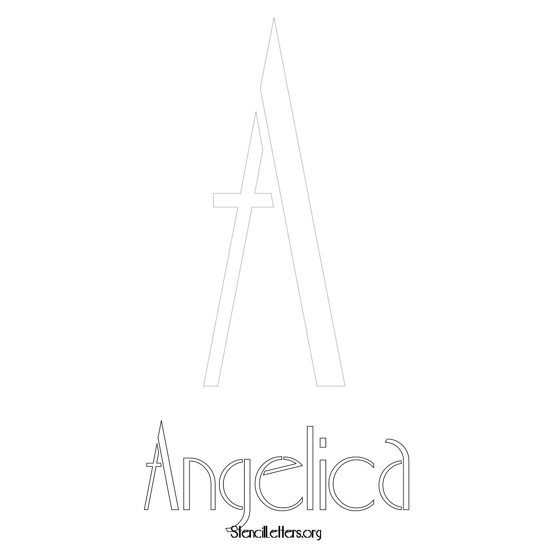 Angelica printable name initial stencil in Art Deco Lettering