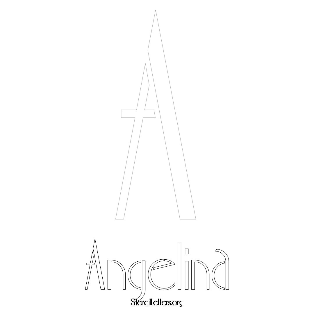 Angelina printable name initial stencil in Art Deco Lettering