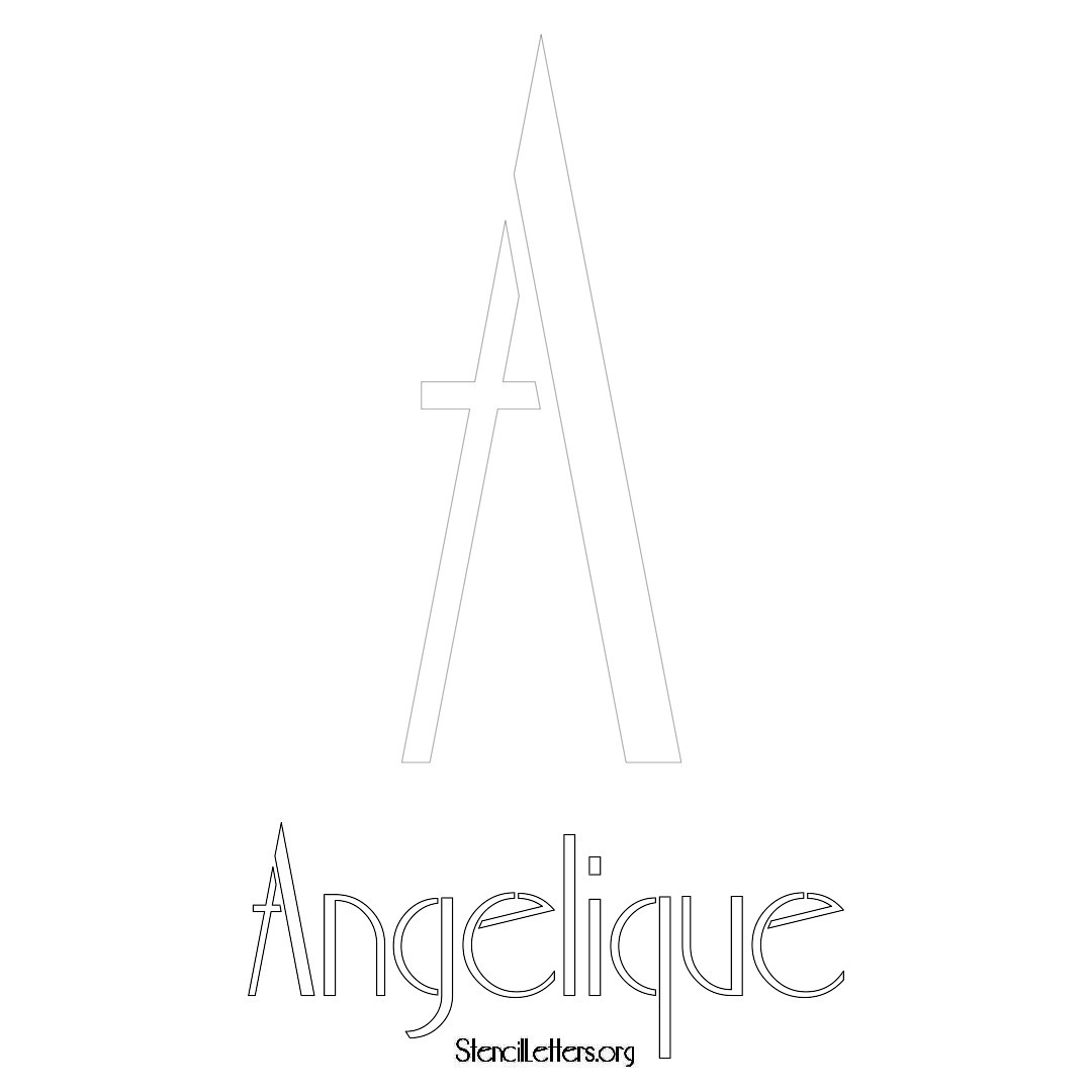 Angelique printable name initial stencil in Art Deco Lettering