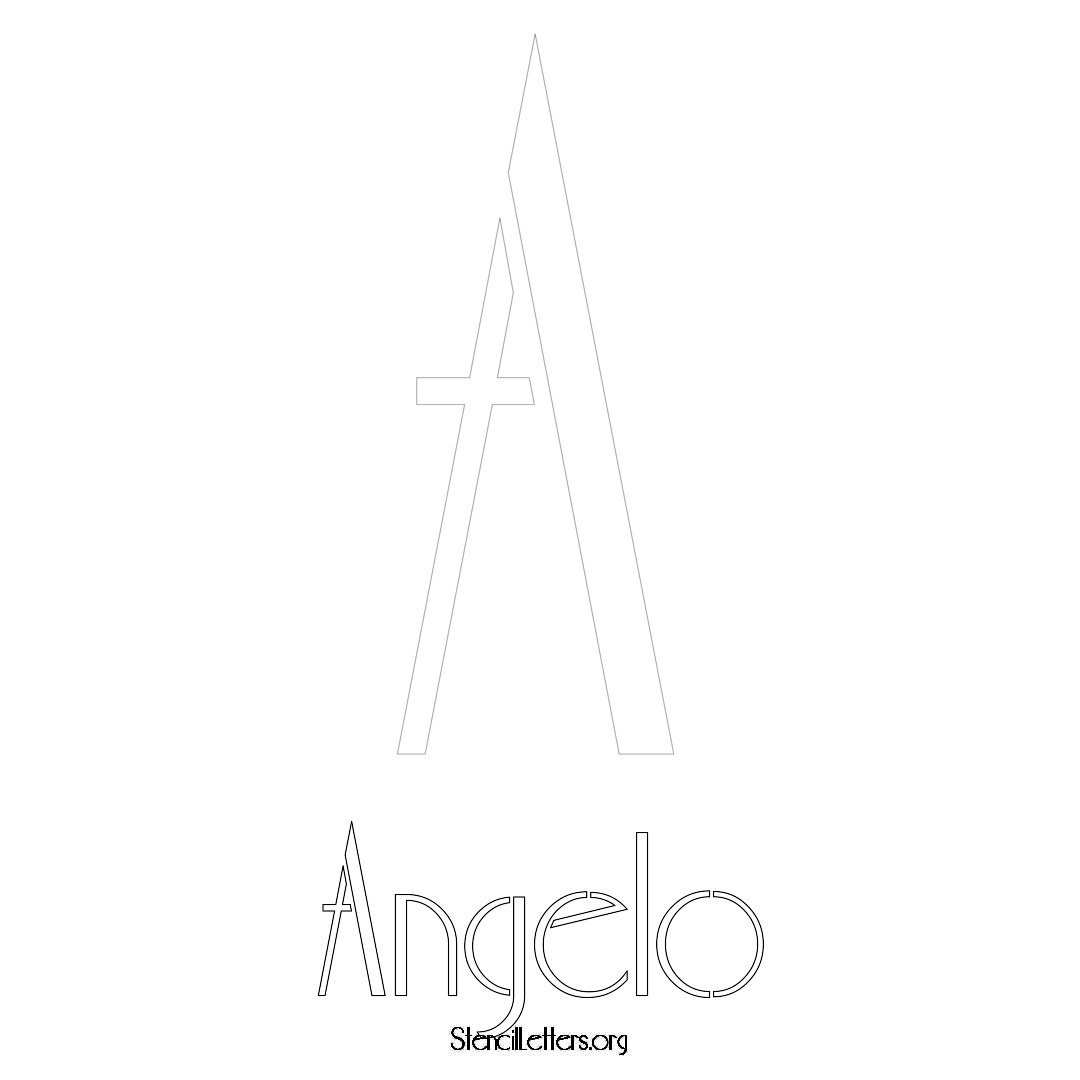 Angelo printable name initial stencil in Art Deco Lettering