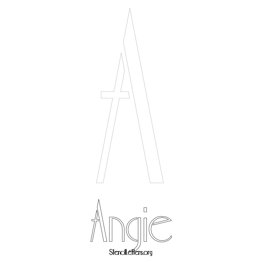 Angie printable name initial stencil in Art Deco Lettering