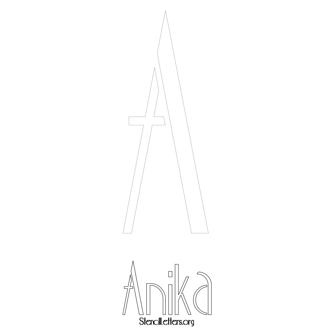 Anika printable name initial stencil in Art Deco Lettering