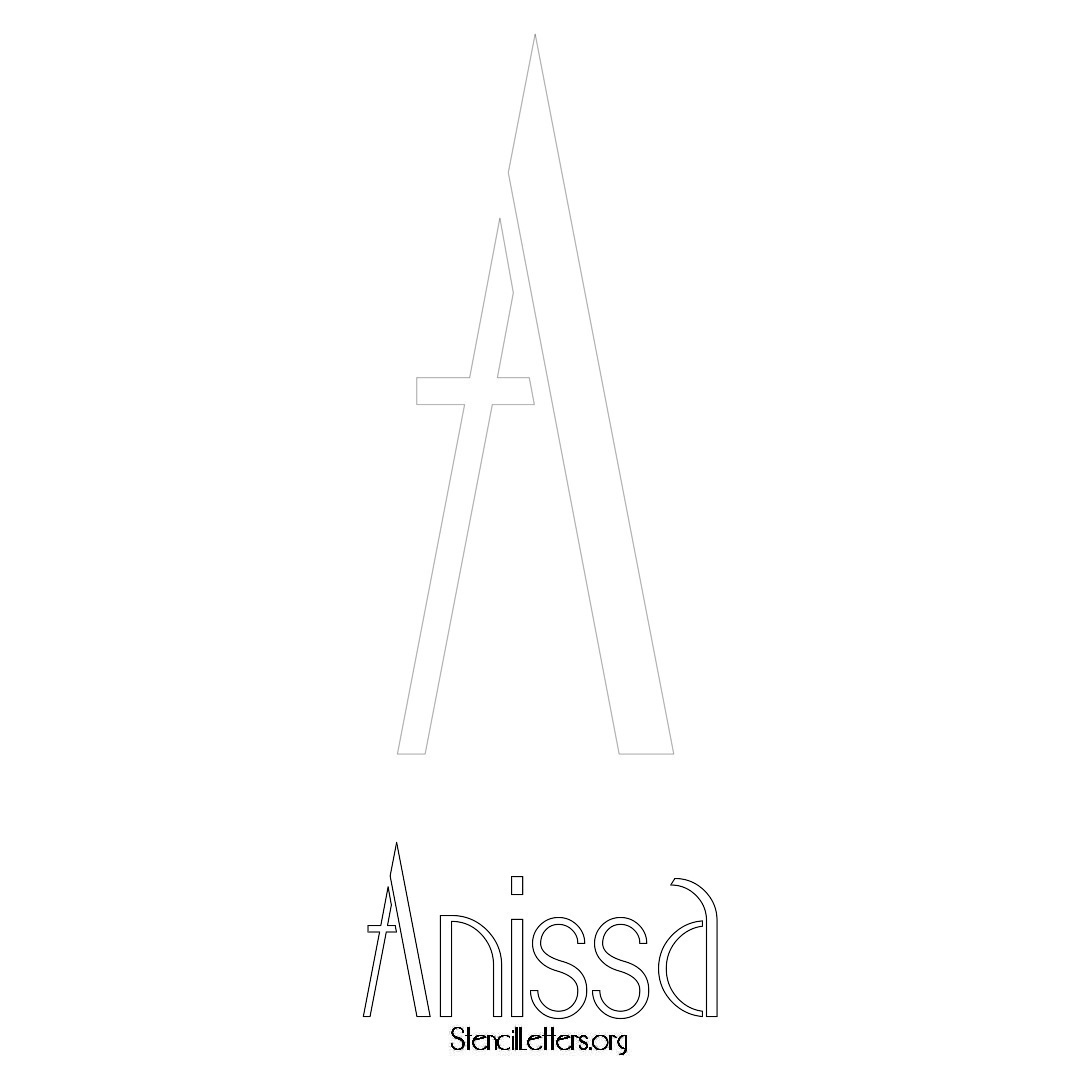 Anissa printable name initial stencil in Art Deco Lettering