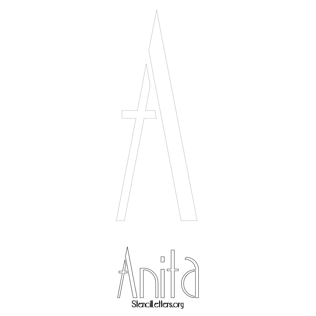 Anita printable name initial stencil in Art Deco Lettering