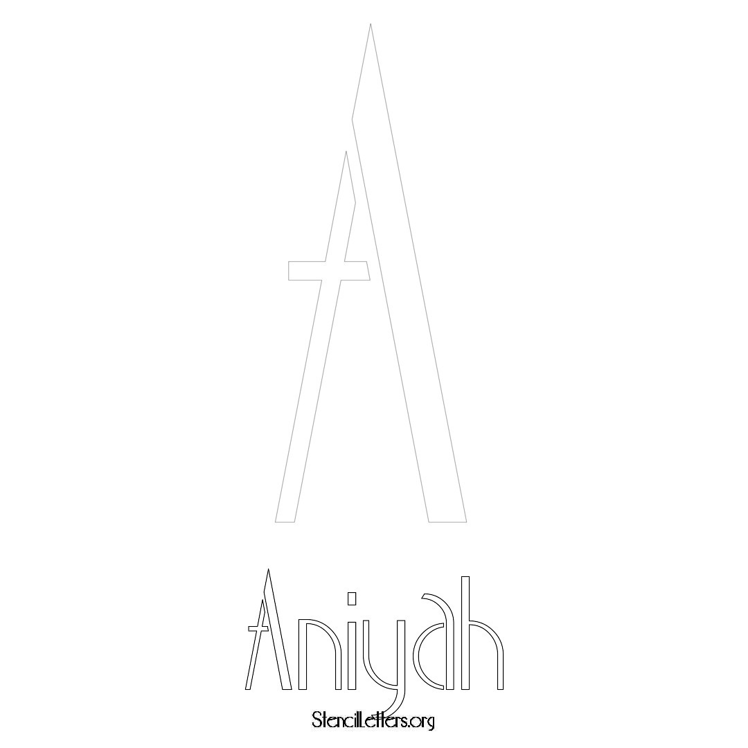 Aniyah printable name initial stencil in Art Deco Lettering