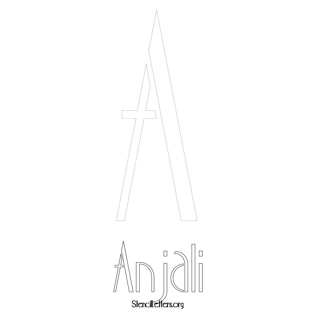 Anjali printable name initial stencil in Art Deco Lettering