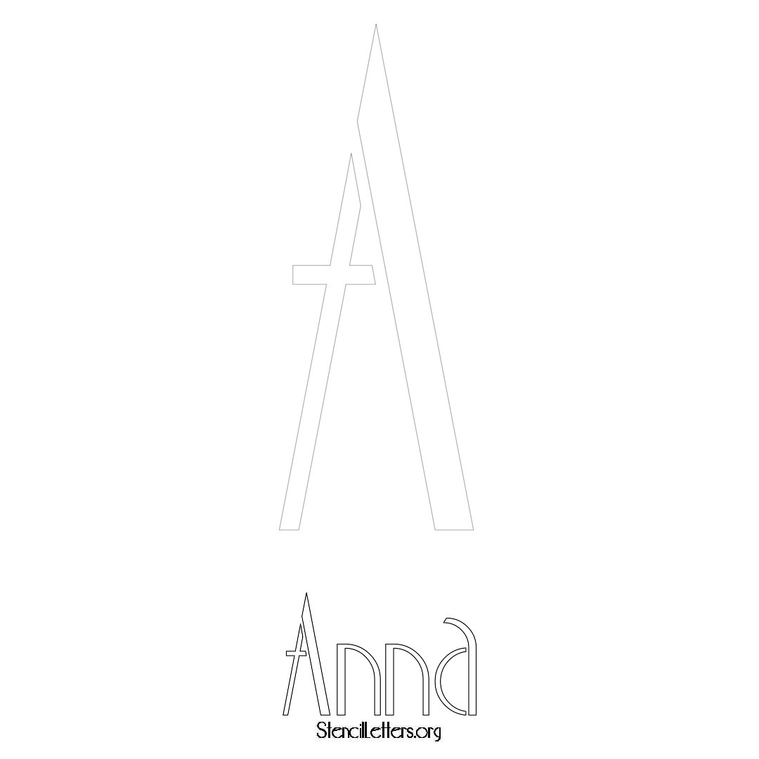 Anna printable name initial stencil in Art Deco Lettering