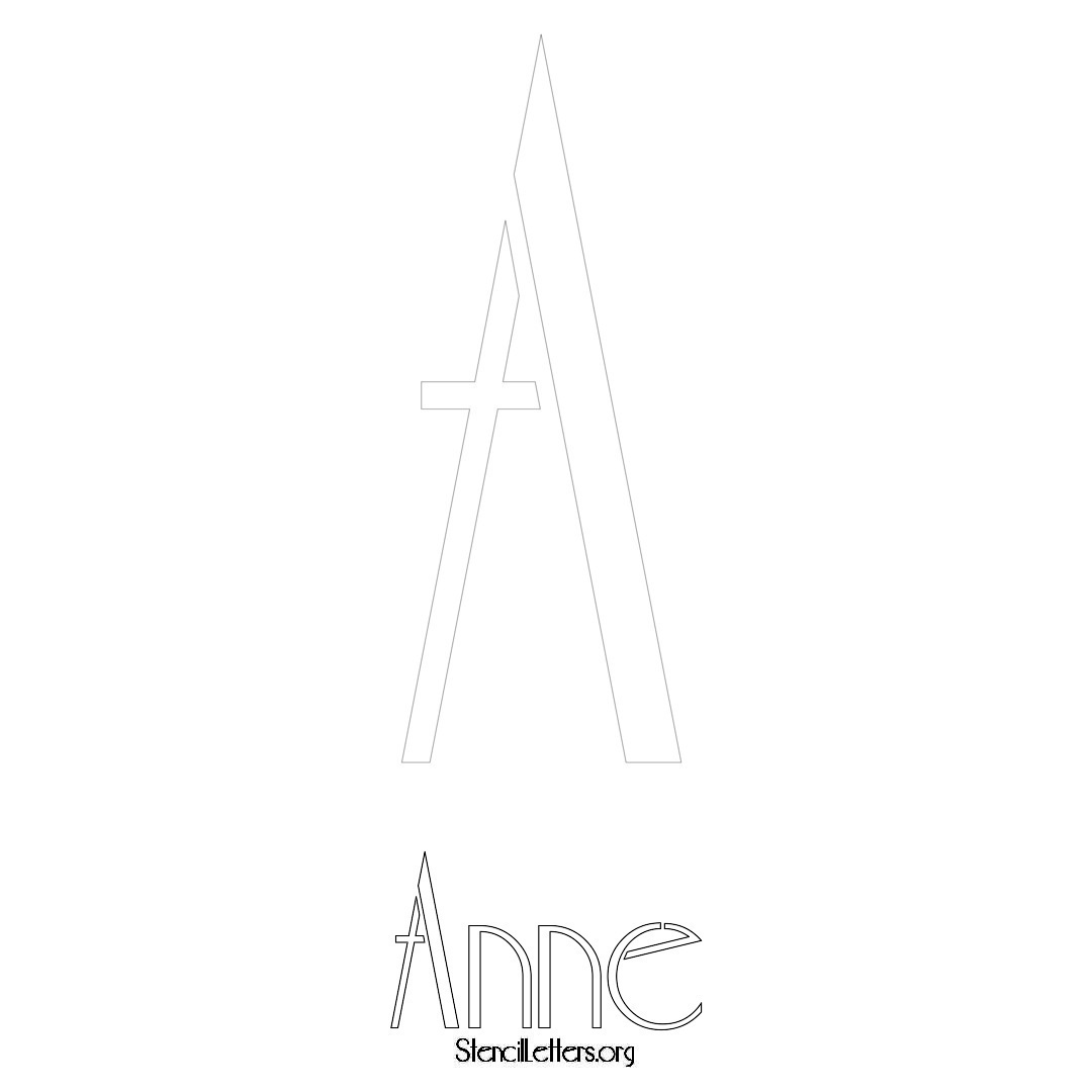 Anne printable name initial stencil in Art Deco Lettering