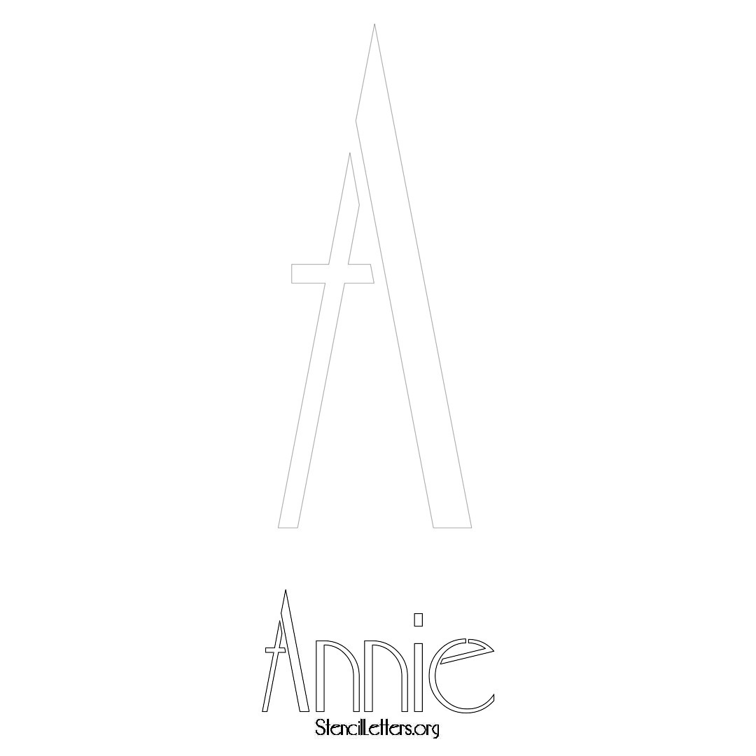 Annie printable name initial stencil in Art Deco Lettering