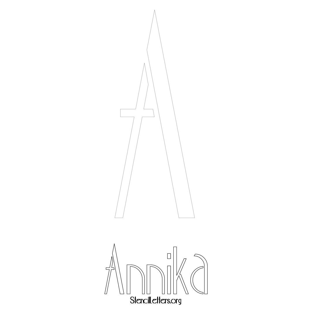Annika printable name initial stencil in Art Deco Lettering