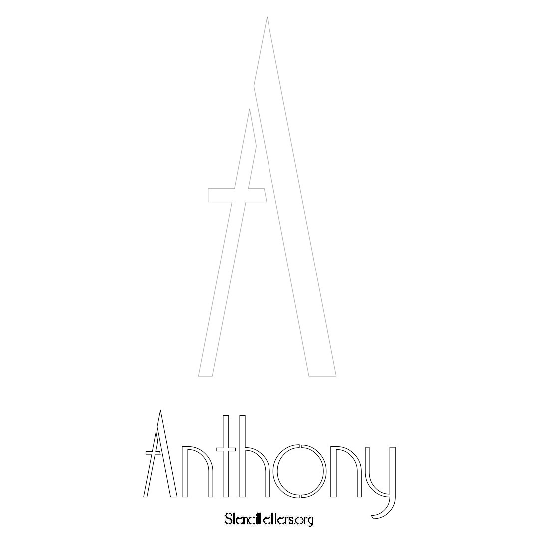 Anthony printable name initial stencil in Art Deco Lettering