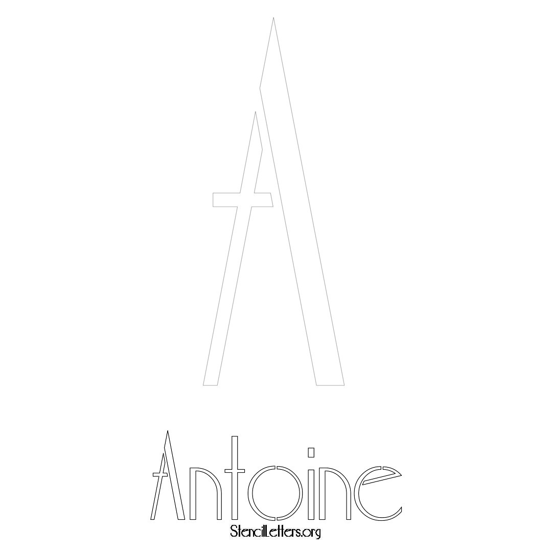 Antoine printable name initial stencil in Art Deco Lettering