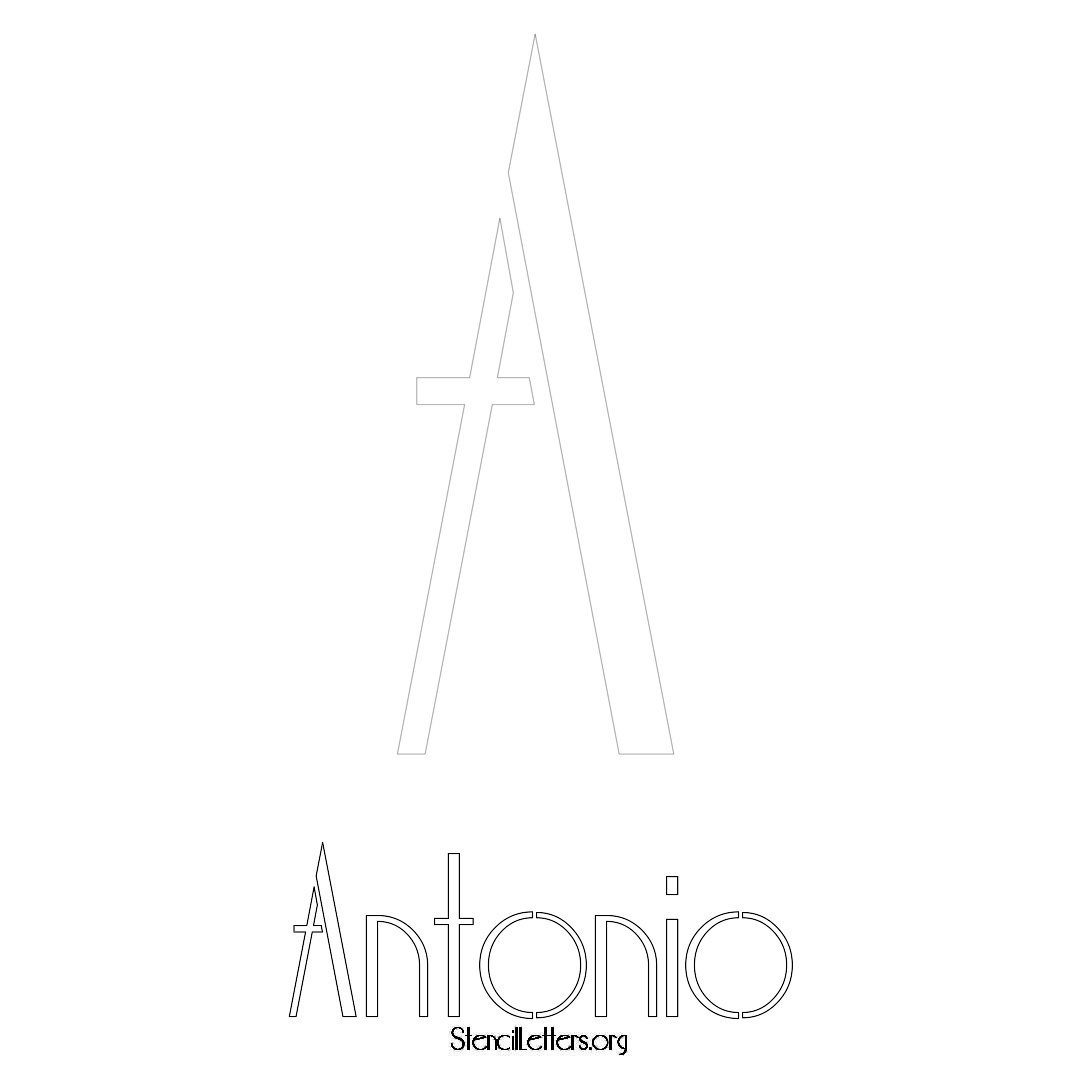 Antonio printable name initial stencil in Art Deco Lettering