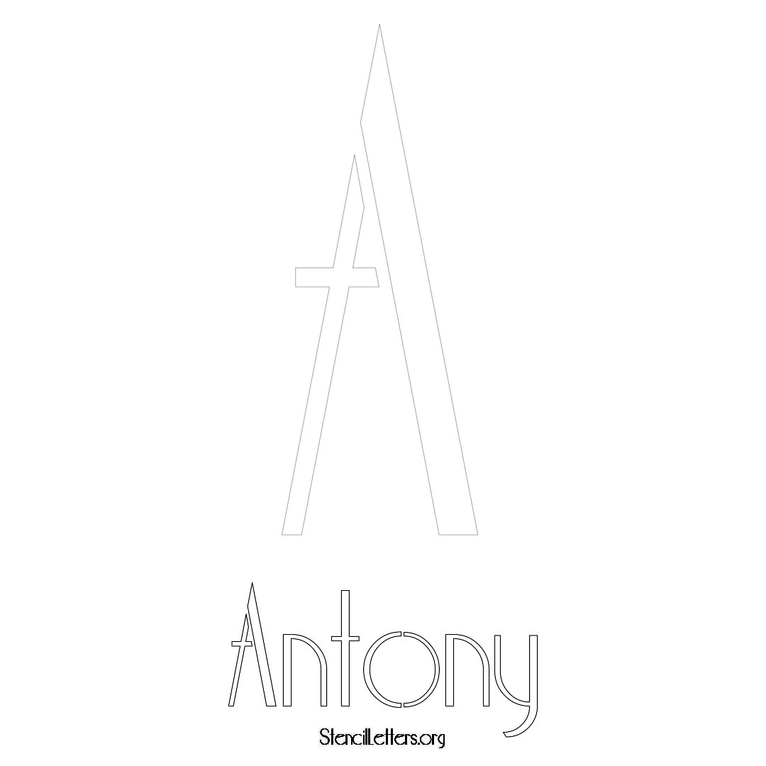 Antony printable name initial stencil in Art Deco Lettering