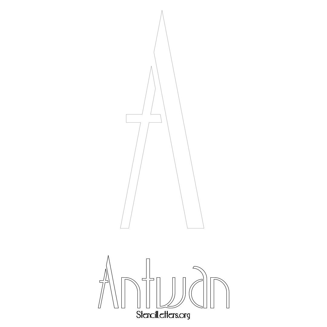 Antwan printable name initial stencil in Art Deco Lettering