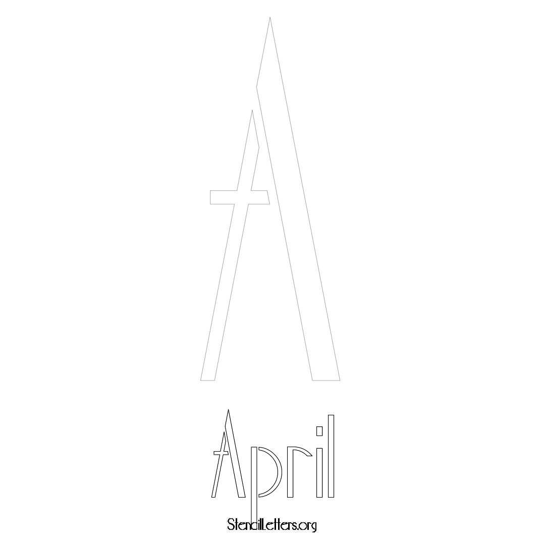 April printable name initial stencil in Art Deco Lettering