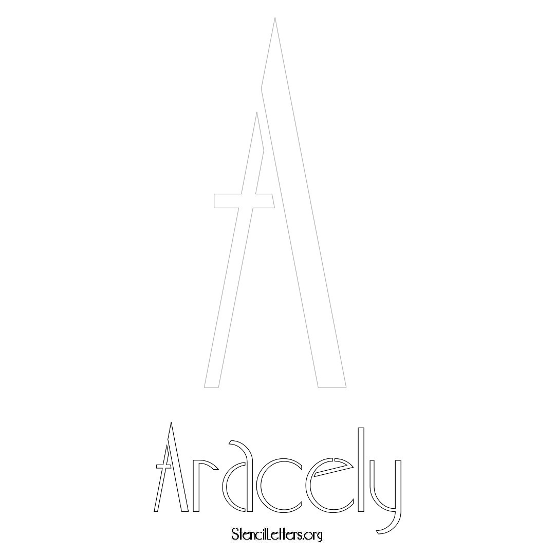 Aracely printable name initial stencil in Art Deco Lettering